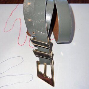 Vintage Light Grey Thin Leather Belt